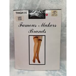 Famous Makers Brands Thigh Hi Dark Taupe Nylon Stockings